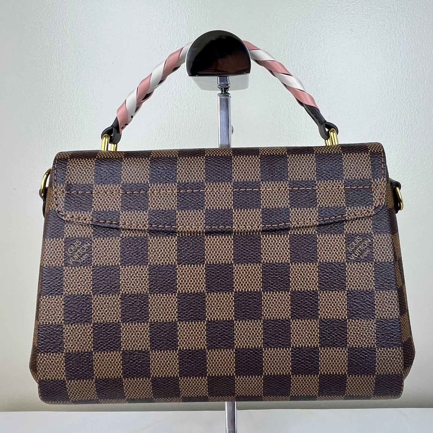 Louis Vuitton Croisette Damier Ebene Pink Braided – 6.3"H x 7.9"L x 2.8"W