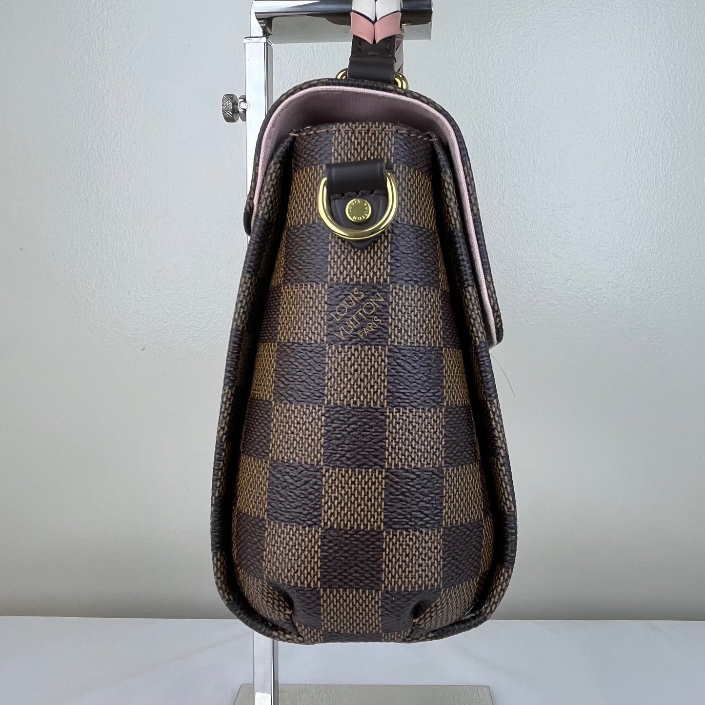 Louis Vuitton Croisette Damier Ebene Pink Braided – 6.3"H x 7.9"L x 2.8"W
