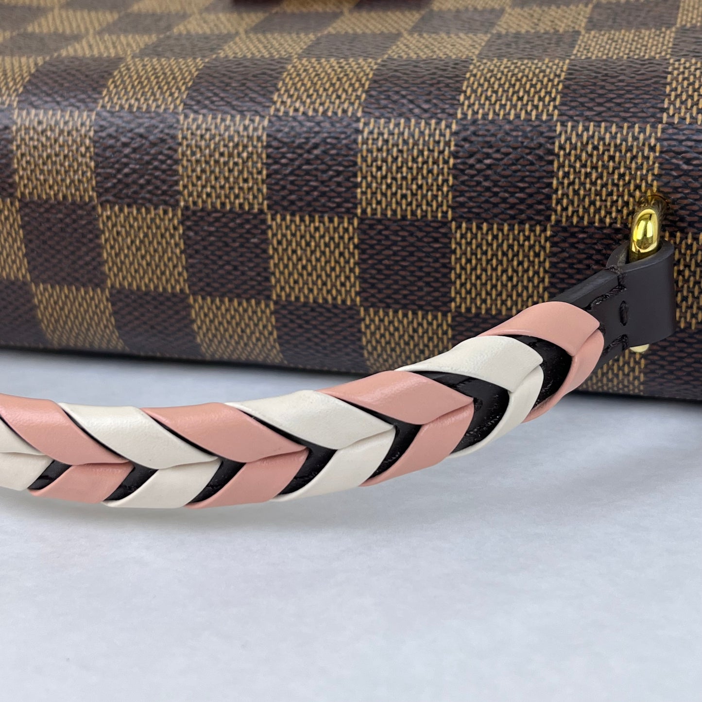 Louis Vuitton Croisette Damier Ebene Pink Braided – 6.3"H x 7.9"L x 2.8"W