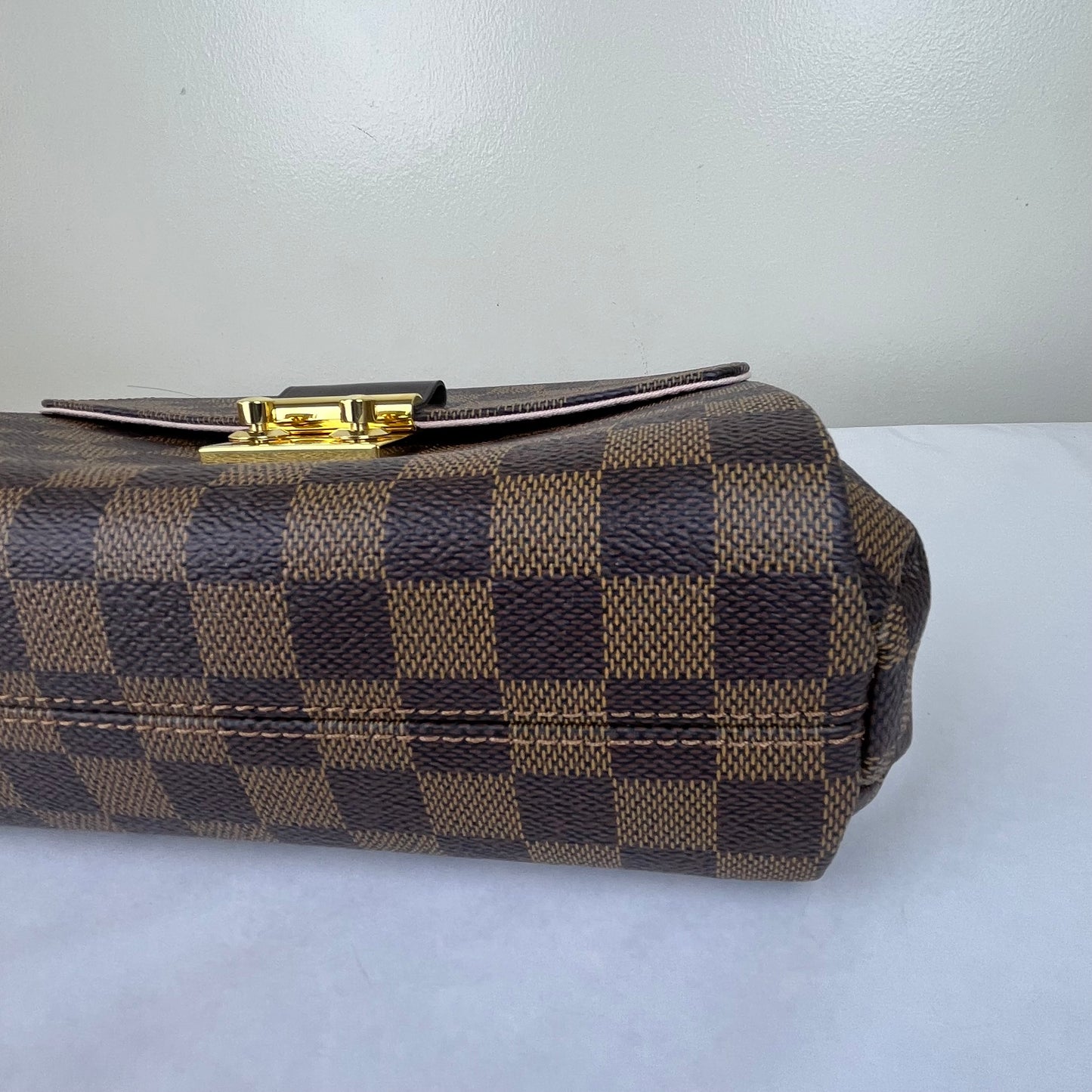 Louis Vuitton Croisette Damier Ebene Pink Braided – 6.3"H x 7.9"L x 2.8"W