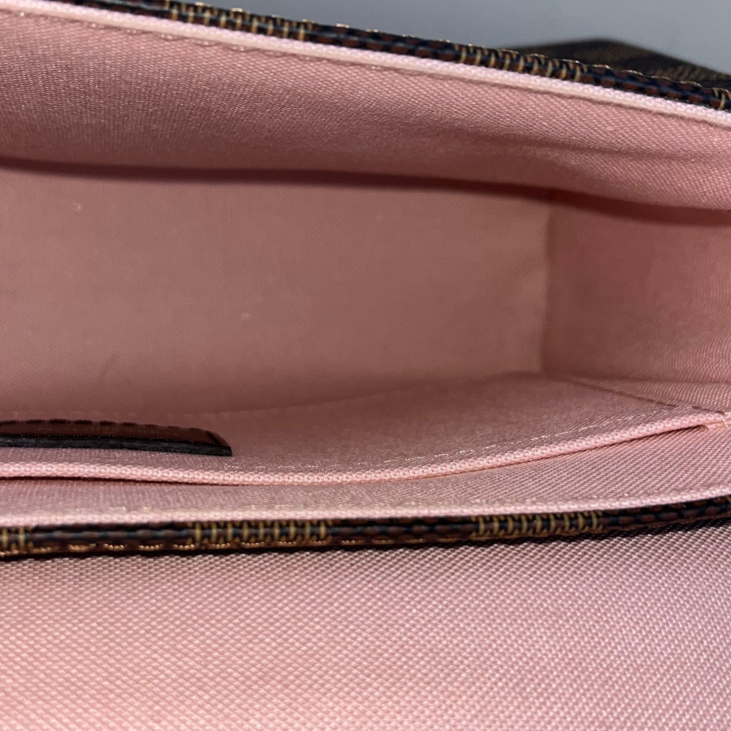 Louis Vuitton Croisette Damier Ebene Pink Braided – 6.3"H x 7.9"L x 2.8"W