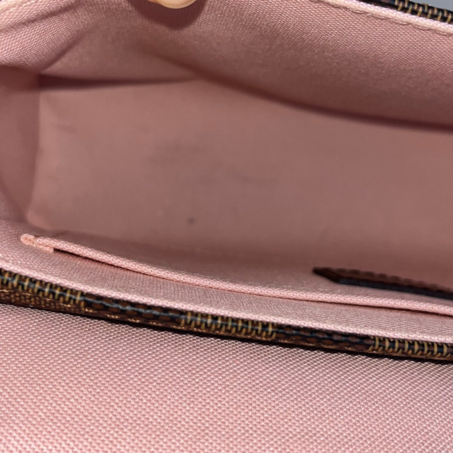 Louis Vuitton Croisette Damier Ebene Pink Braided – 6.3"H x 7.9"L x 2.8"W