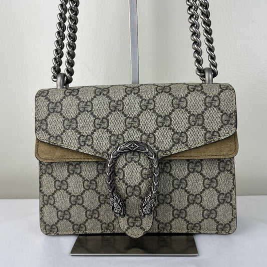 Gucci Dionysus GG Supreme Small – 8.5"H x 10.5"L x 2.8"W