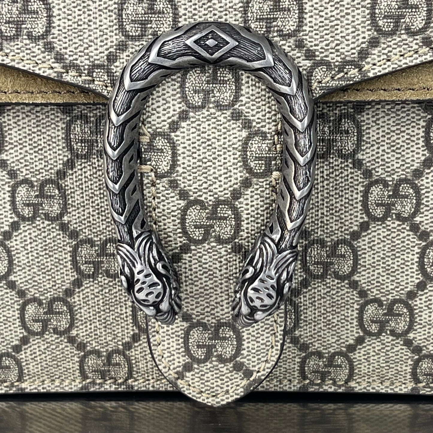 Gucci Dionysus GG Supreme Small – 8.5"H x 10.5"L x 2.8"W