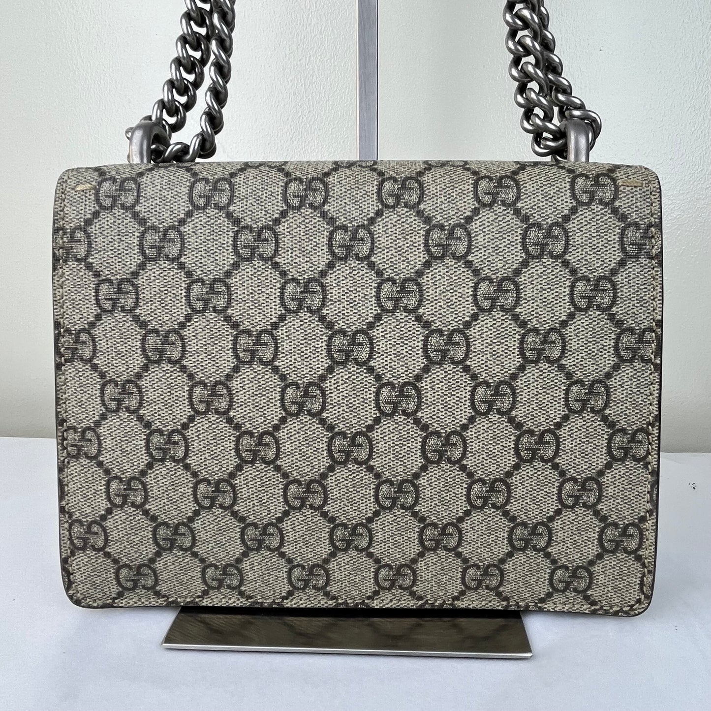 Gucci Dionysus GG Supreme Small – 8.5"H x 10.5"L x 2.8"W