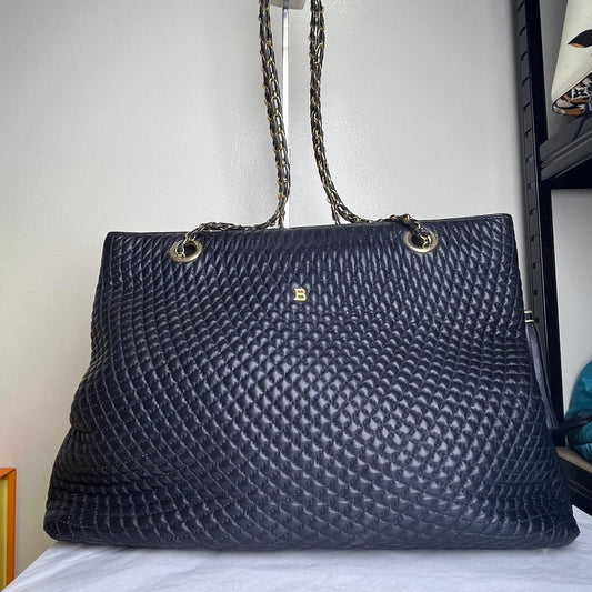 Bally Quilted Lambskin Tote Black