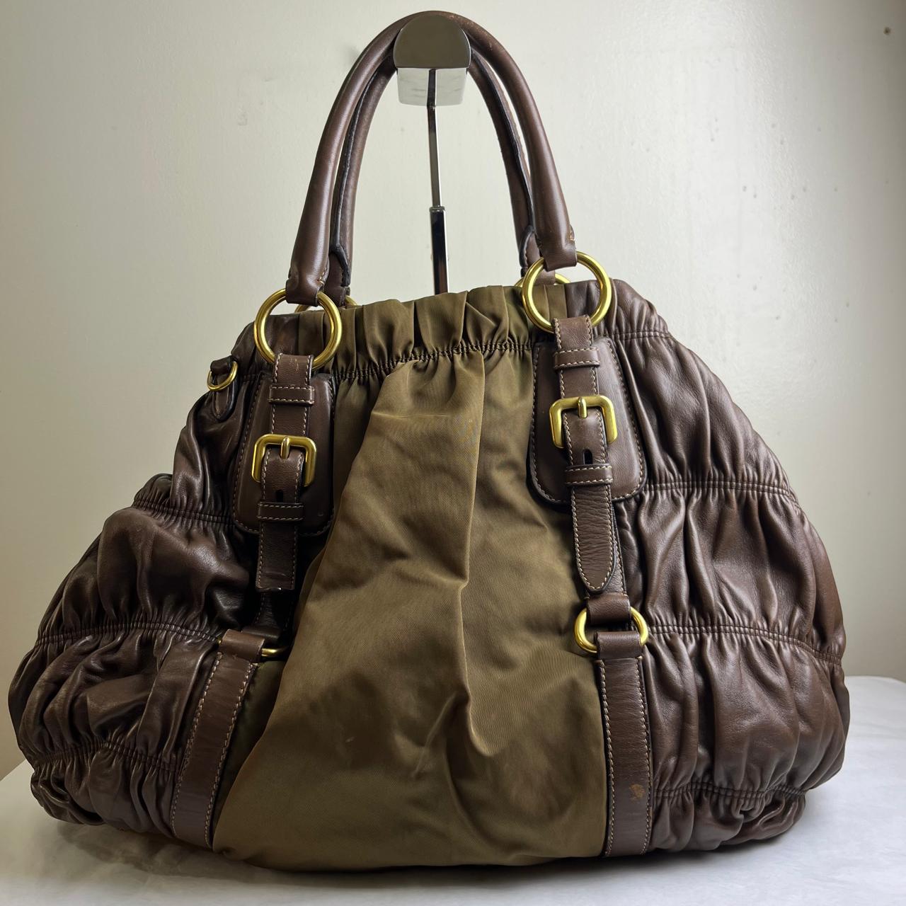Prada Nappa Gauffre 2-color Brown/Army Green