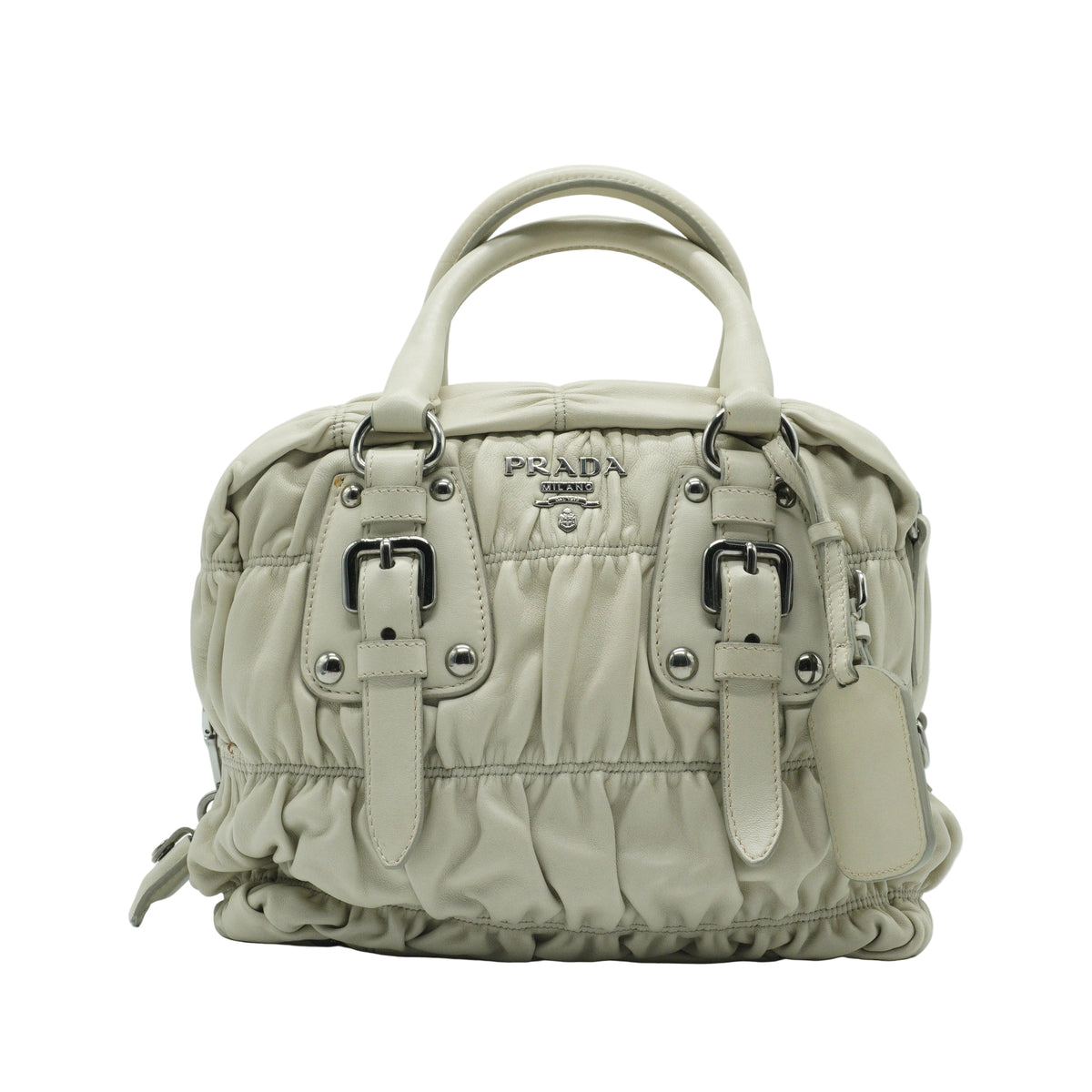Prada	Nappa Gaufre Satchel White Small SHW