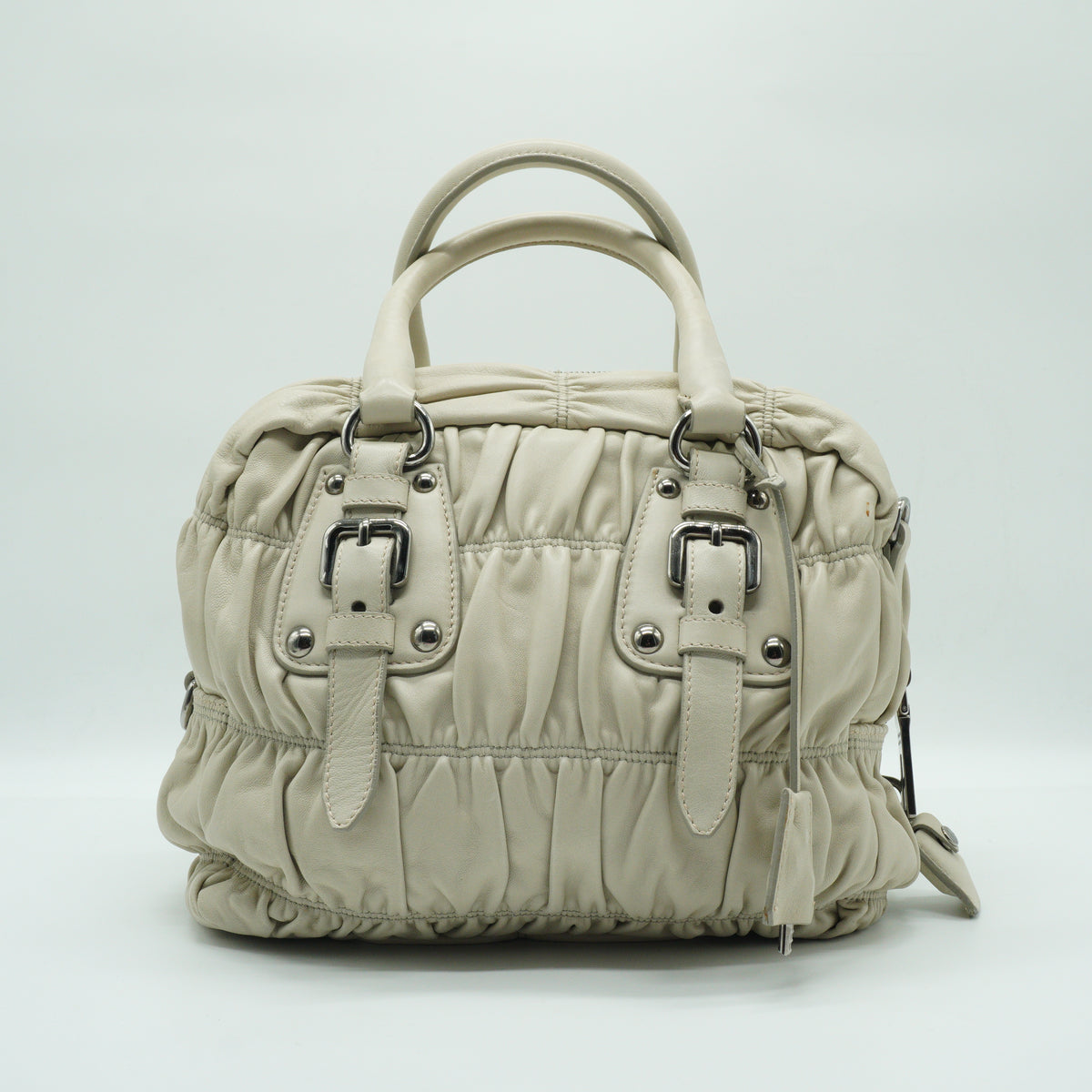 Prada	Nappa Gaufre Satchel White Small SHW