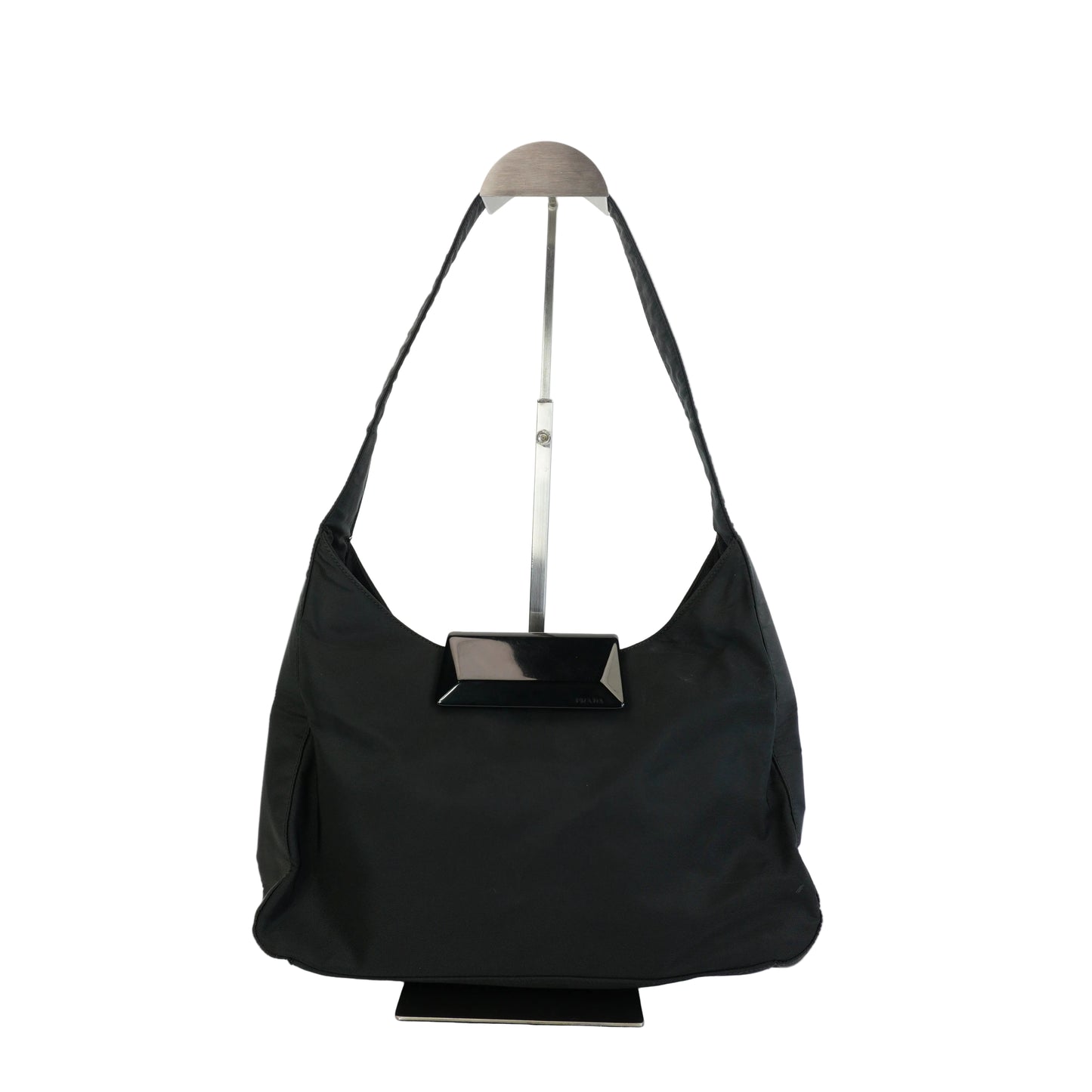 Prada Tessuto Nylon Hobo Bag Black Medium SHW