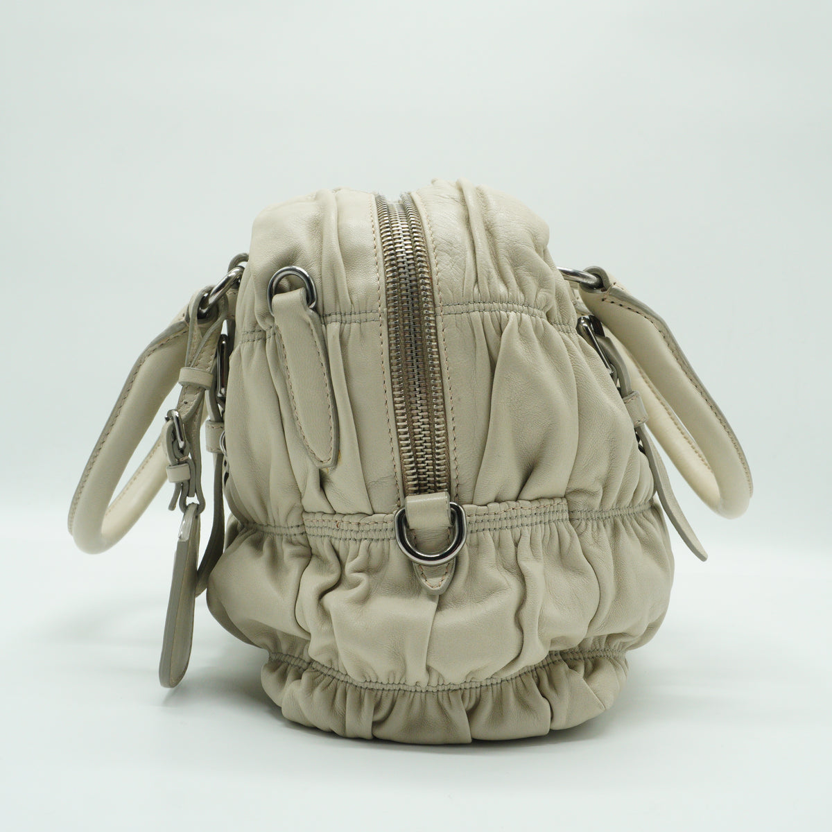 Prada	Nappa Gaufre Satchel White Small SHW