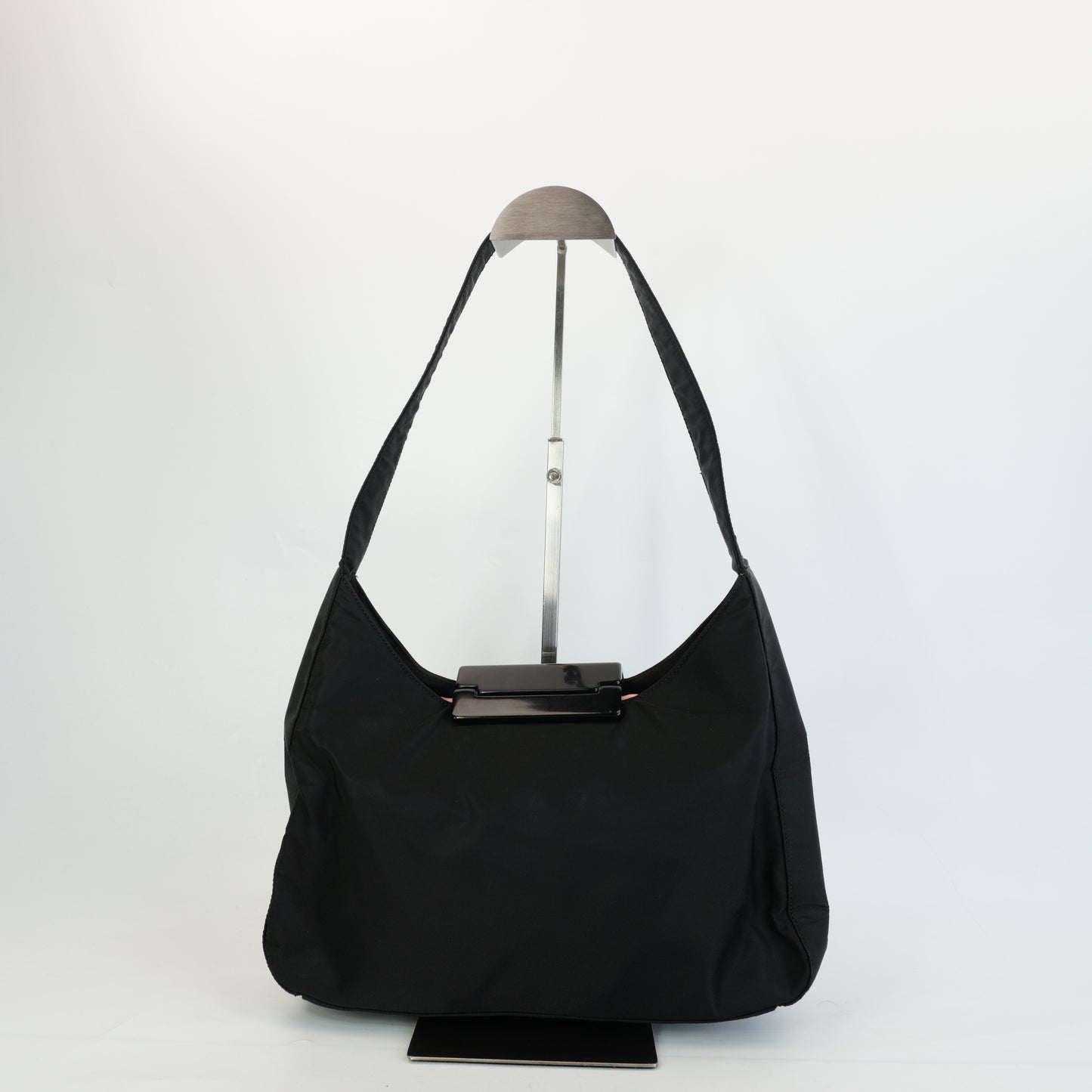 Prada Tessuto Nylon Hobo Bag Black Medium SHW