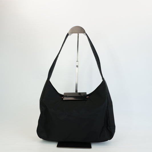Prada Tessuto Nylon Hobo Bag Black Medium SHW