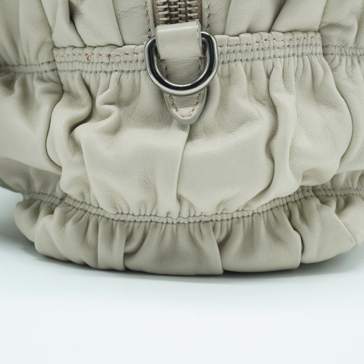 Prada	Nappa Gaufre Satchel White Small SHW