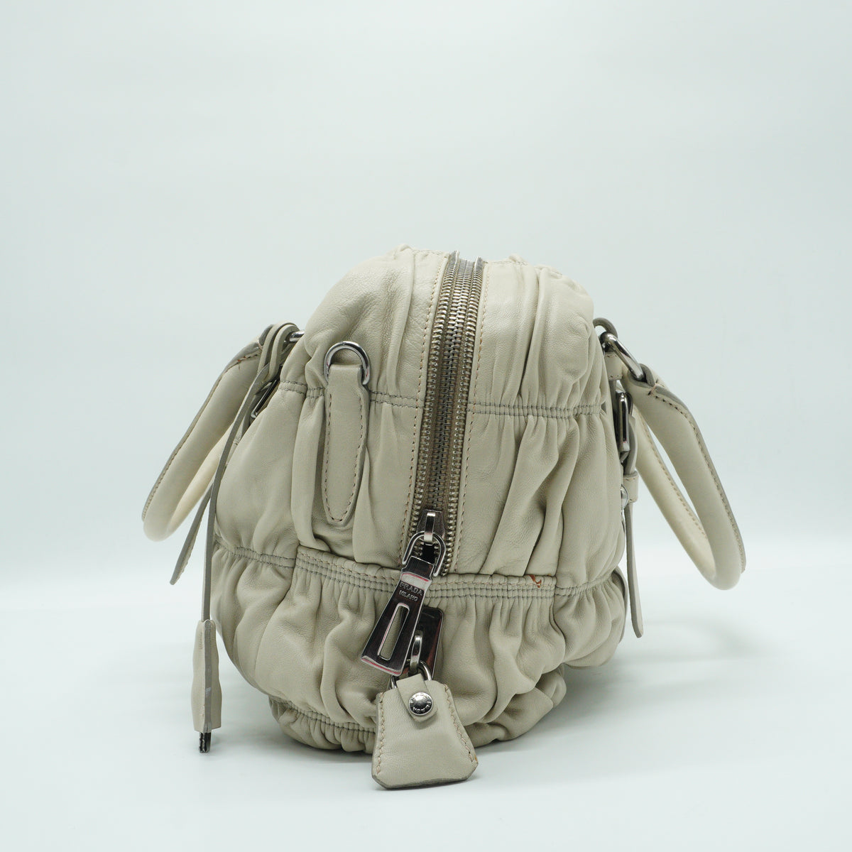 Prada	Nappa Gaufre Satchel White Small SHW