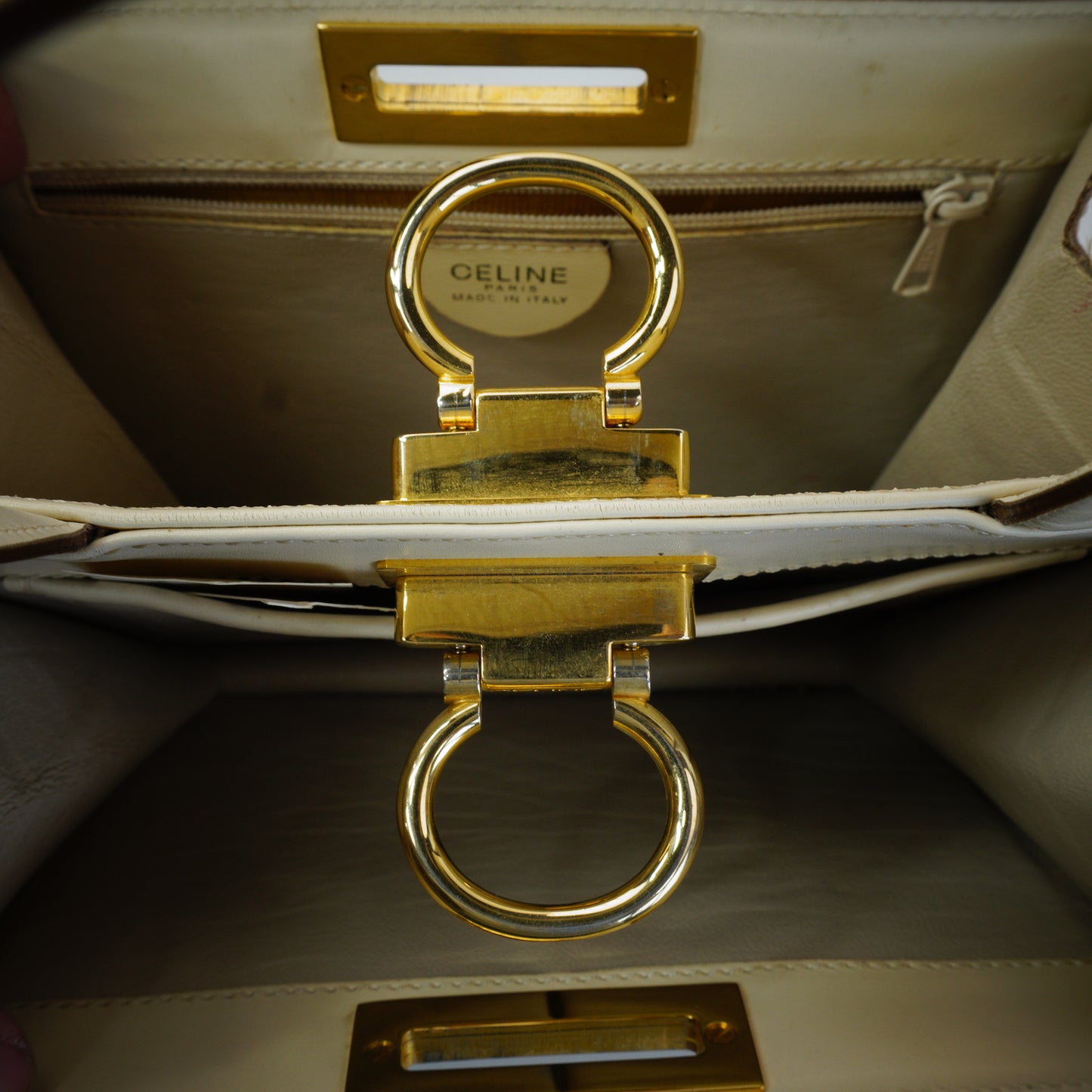 Celine Gancini -Style Top Handle Box Bag GHW Small