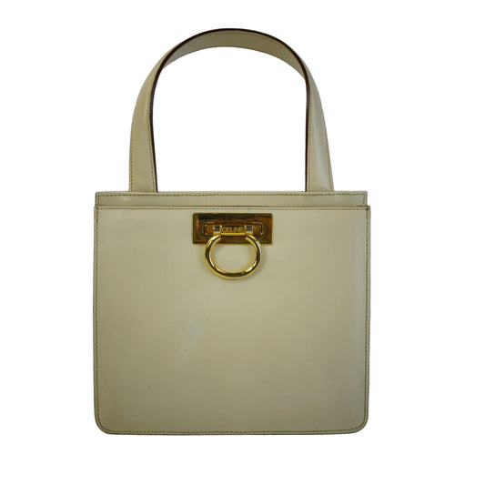 Celine Gancini -Style Top Handle Box Bag GHW Small