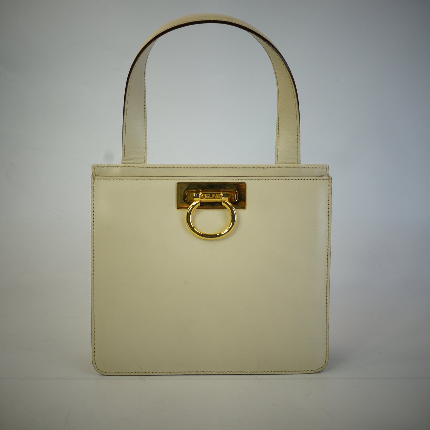 Celine Gancini -Style Top Handle Box Bag GHW Small