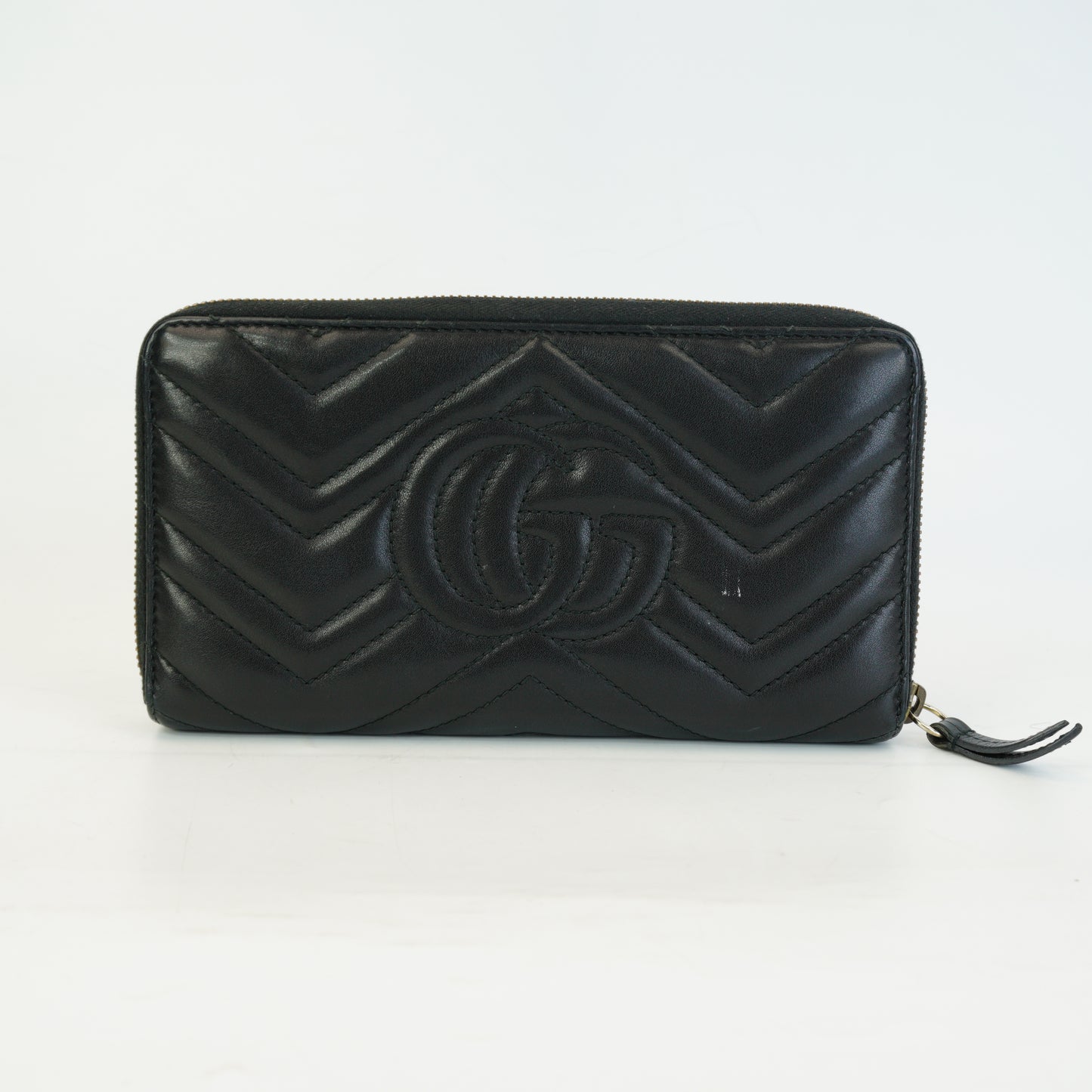 Gucci GG Marmont Zip Arround Wallet Black GHW