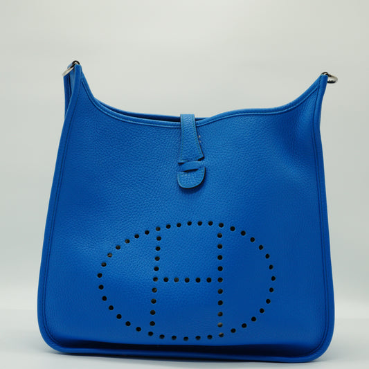 Hermes Evelyn Bag 29 Blue SHW