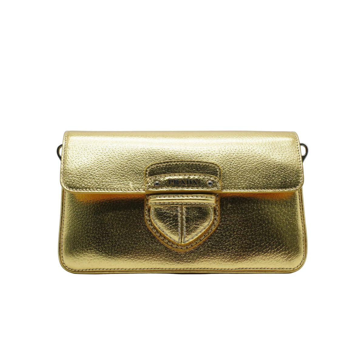 Prada	Metallic Cinghiale Flap Crossbody Bag Gold Smll GHW