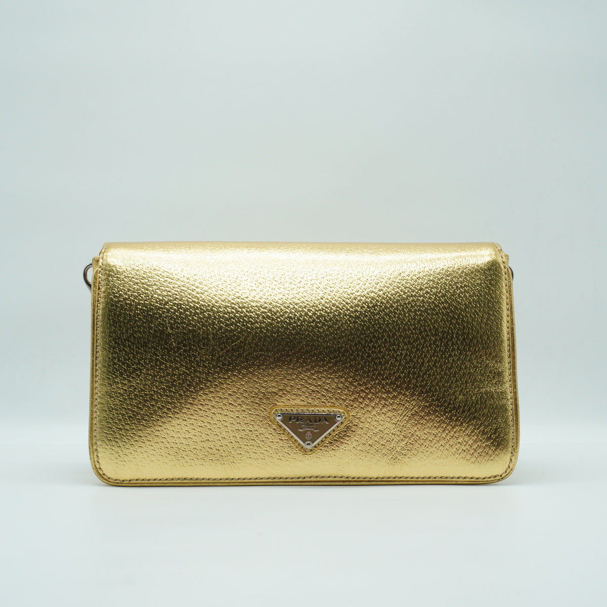 Prada	Metallic Cinghiale Flap Crossbody Bag Gold Smll GHW