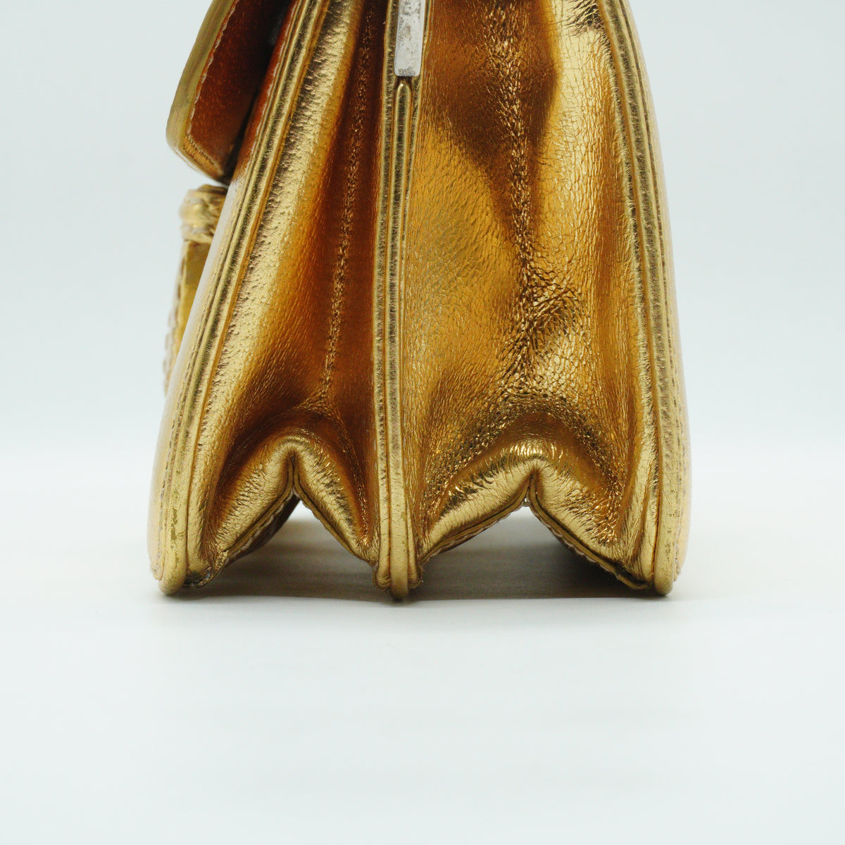 Prada	Metallic Cinghiale Flap Crossbody Bag Gold Smll GHW