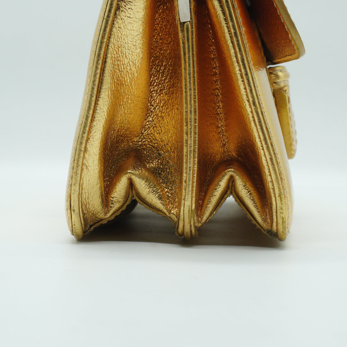Prada	Metallic Cinghiale Flap Crossbody Bag Gold Smll GHW
