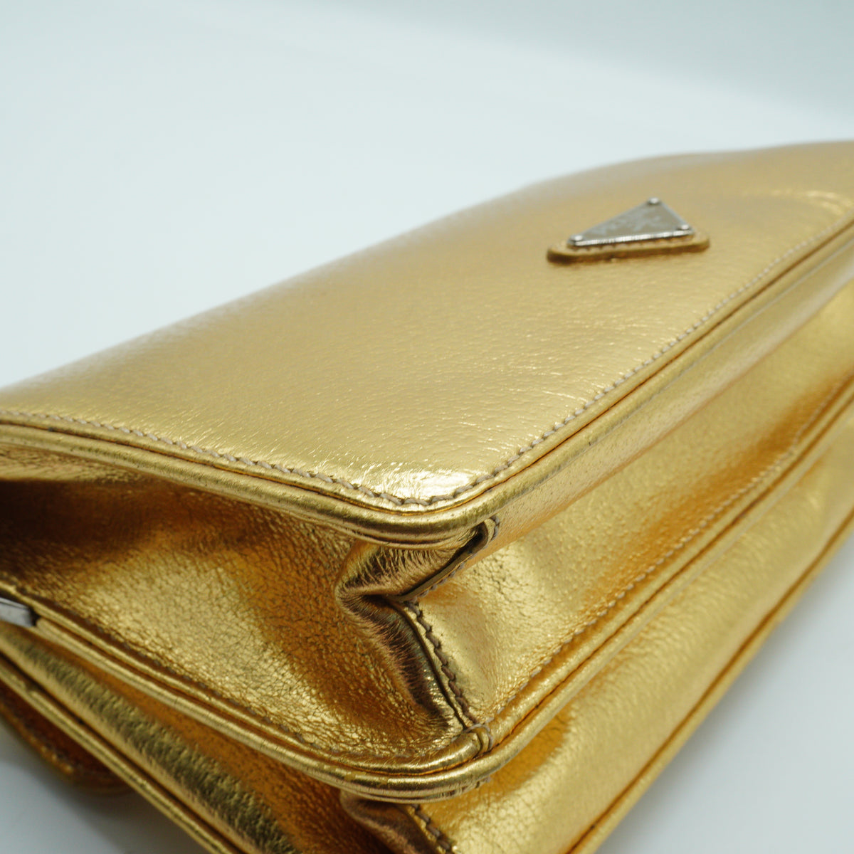 Prada	Metallic Cinghiale Flap Crossbody Bag Gold Smll GHW