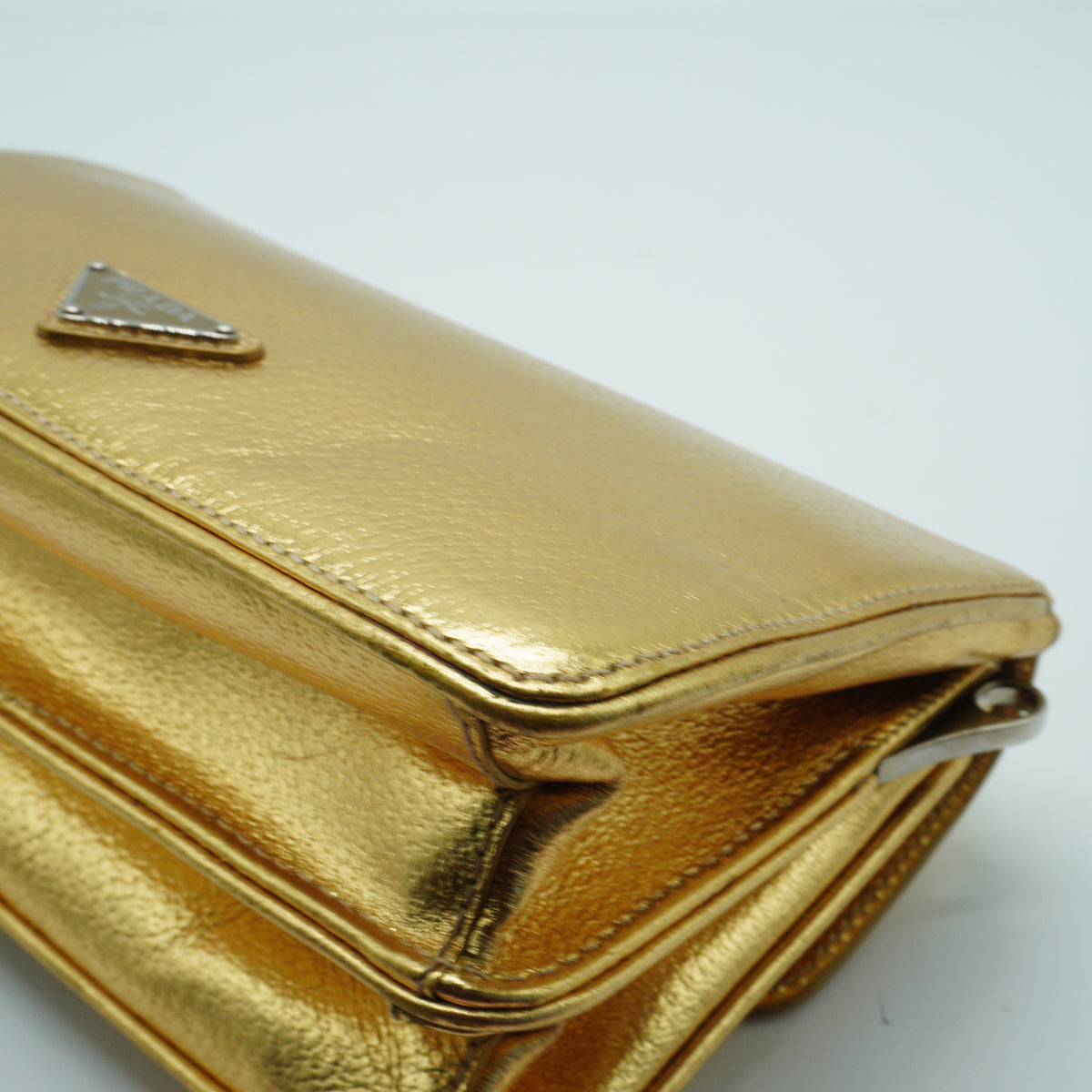 Prada	Metallic Cinghiale Flap Crossbody Bag Gold Smll GHW
