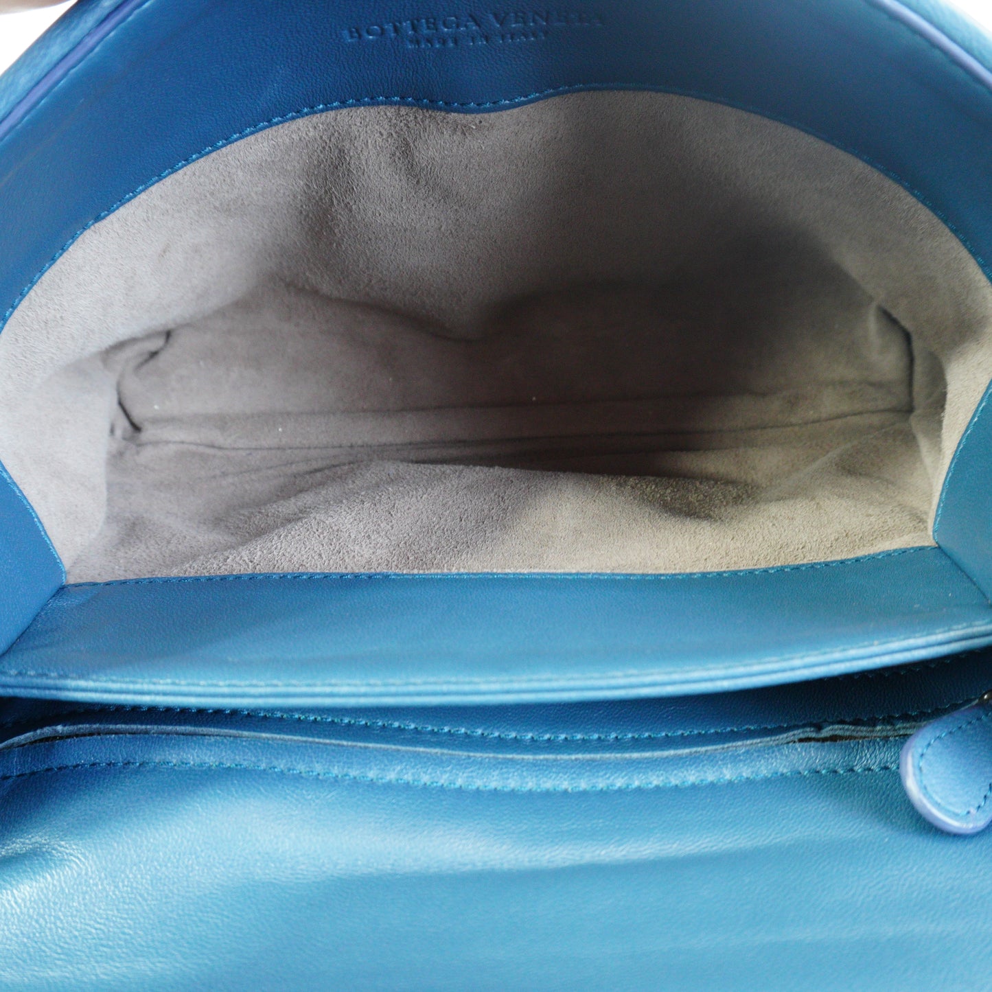 Bottega Veneta Intrecciato Olimpia Chain Shoulder Bag Blue Medium  GHW