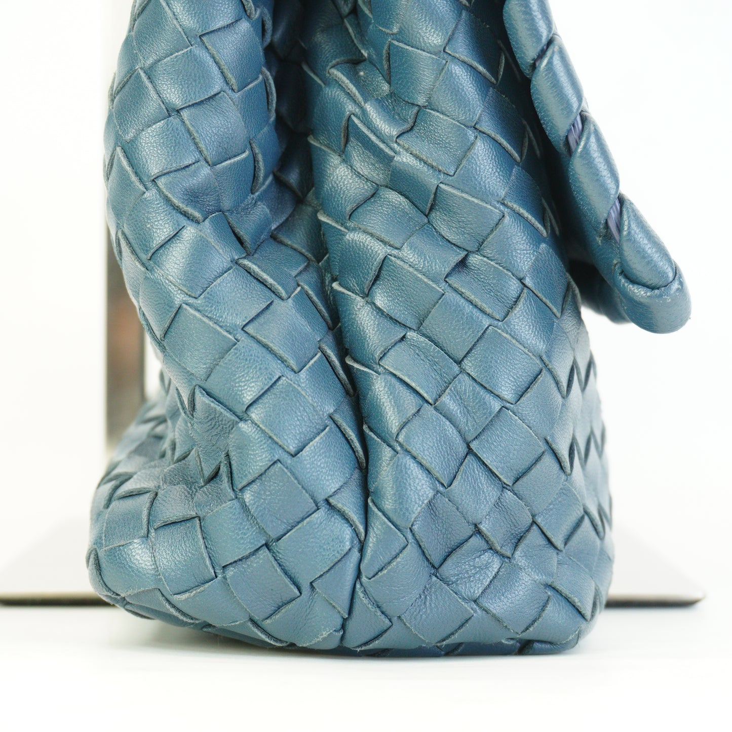 Bottega Veneta Intrecciato Olimpia Chain Shoulder Bag Blue Medium  GHW