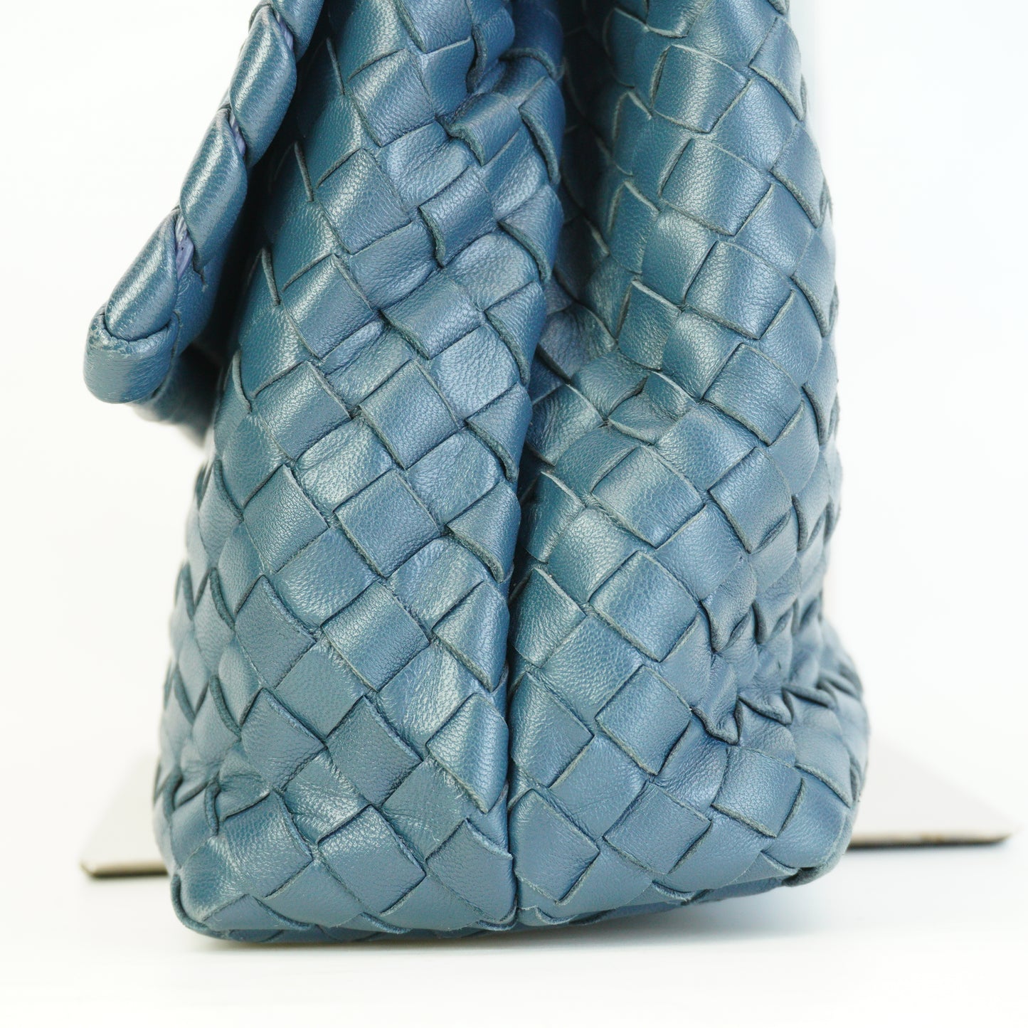 Bottega Veneta Intrecciato Olimpia Chain Shoulder Bag Blue Medium  GHW