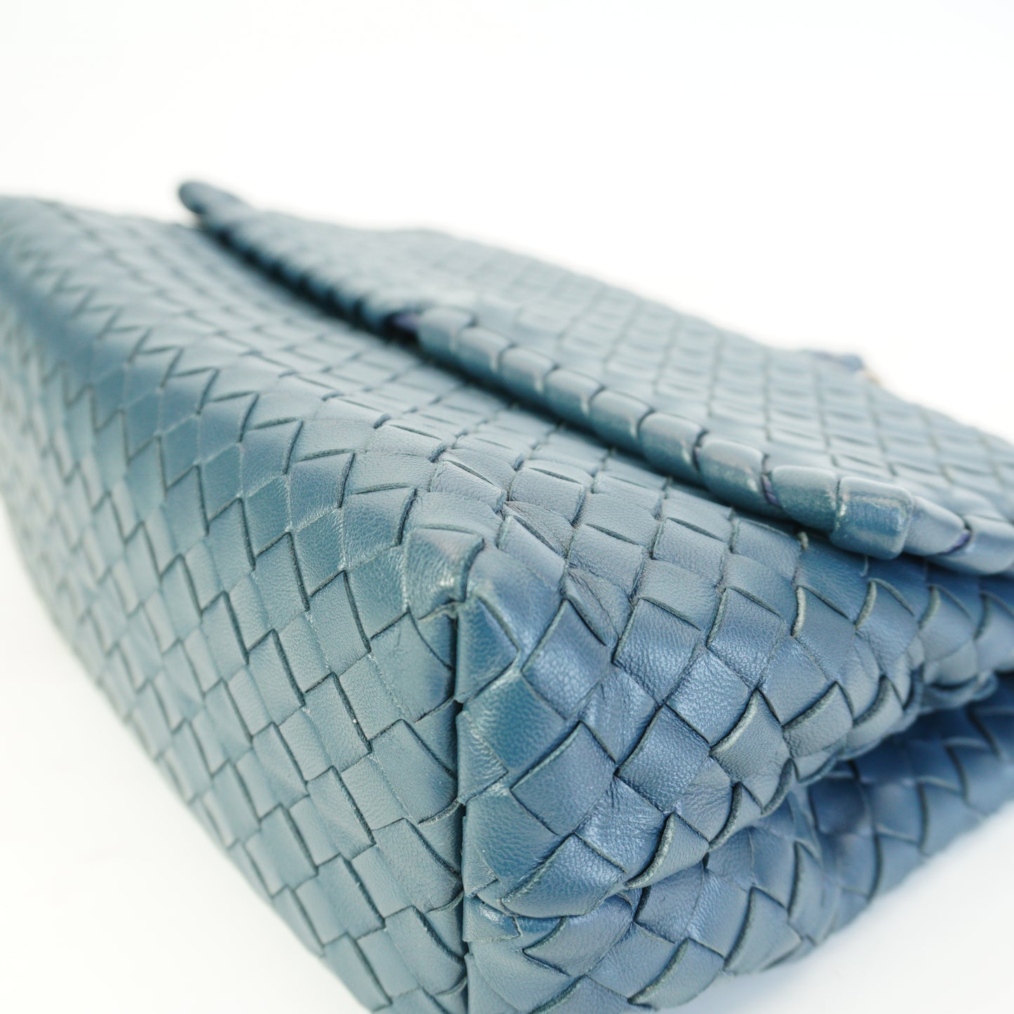 Bottega Veneta Intrecciato Olimpia Chain Shoulder Bag Blue Medium  GHW