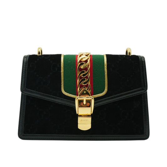 Gucci Sylvie Velvet GG Small Shoulder Bag GHW