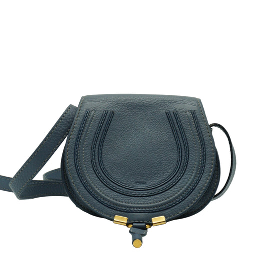 Chloe Marcie Small Saddle Bag Storm Blue GHW