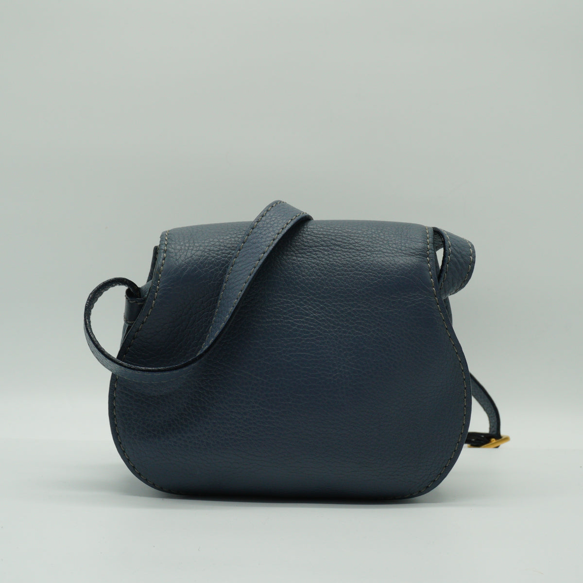 Chloe Marcie Small Saddle Bag Storm Blue GHW