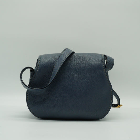 Chloe Marcie Small Saddle Bag Storm Blue GHW