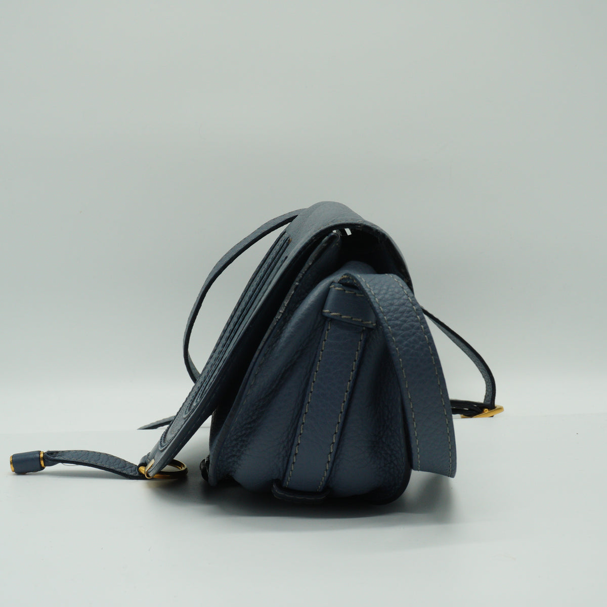 Chloe Marcie Small Saddle Bag Storm Blue GHW