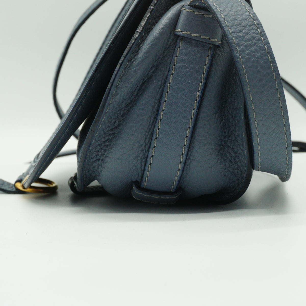 Chloe Marcie Small Saddle Bag Storm Blue GHW