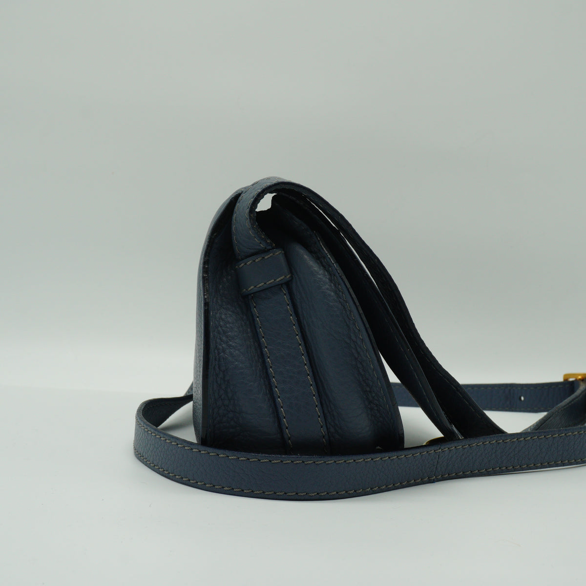 Chloe Marcie Small Saddle Bag Storm Blue GHW
