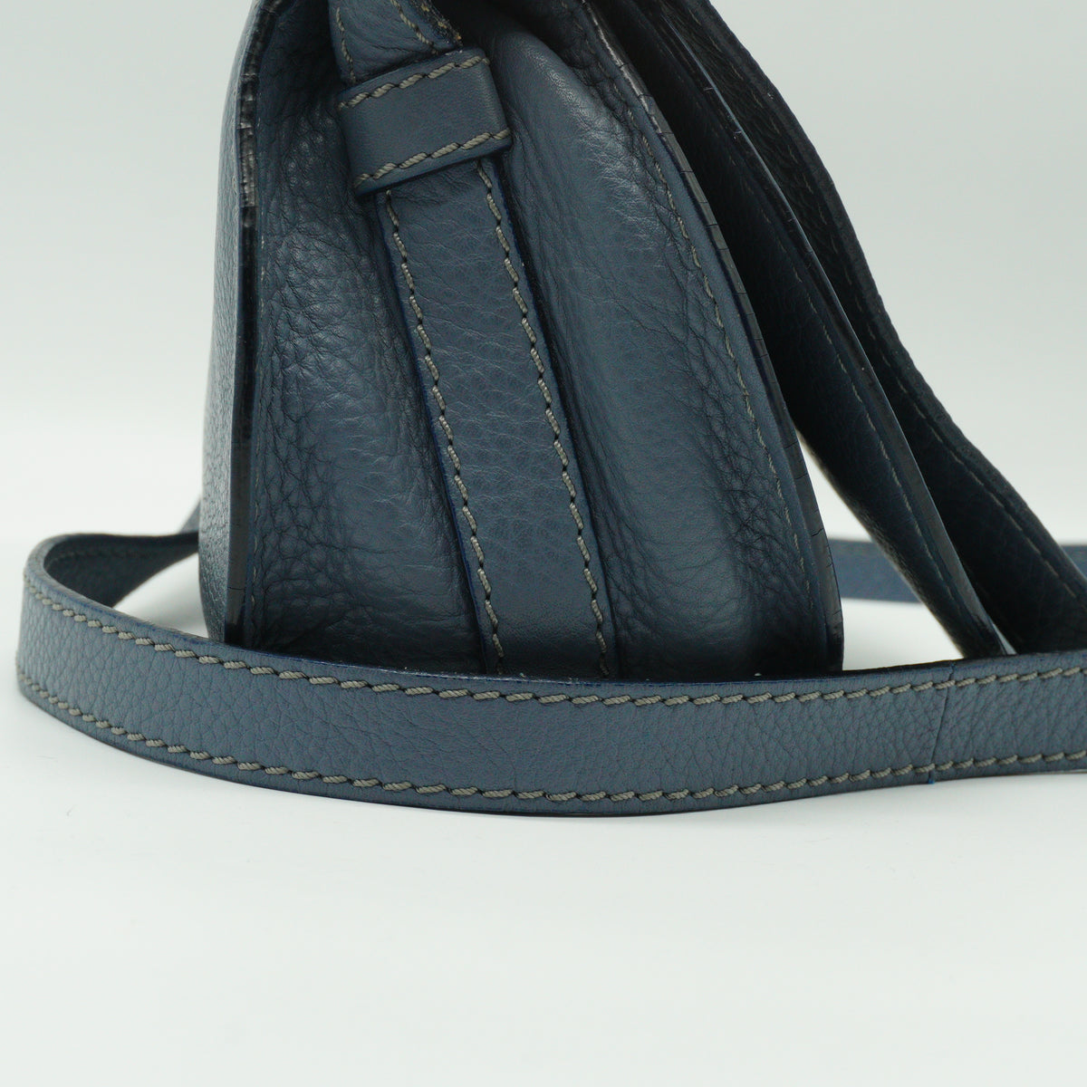 Chloe Marcie Small Saddle Bag Storm Blue GHW
