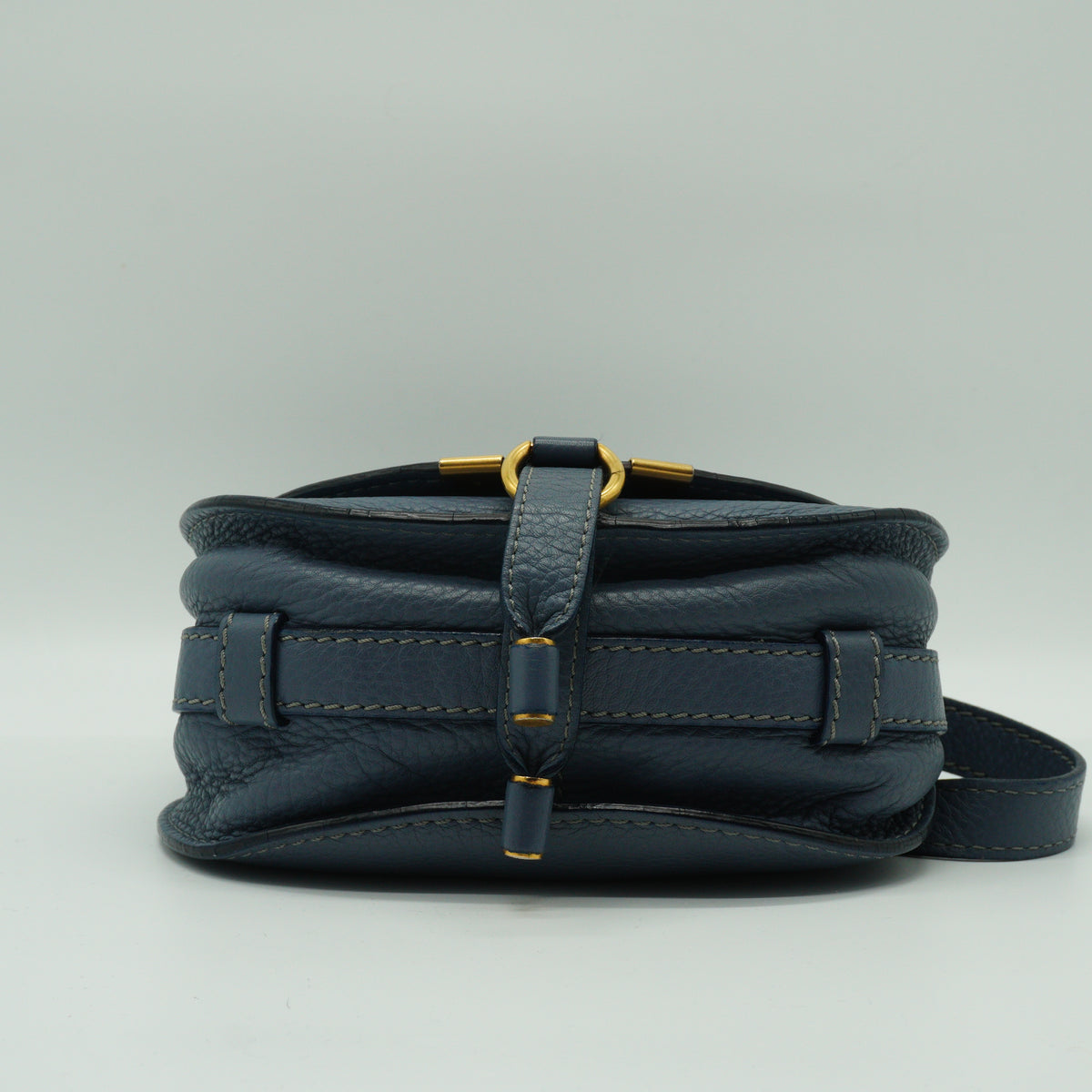 Chloe Marcie Small Saddle Bag Storm Blue GHW