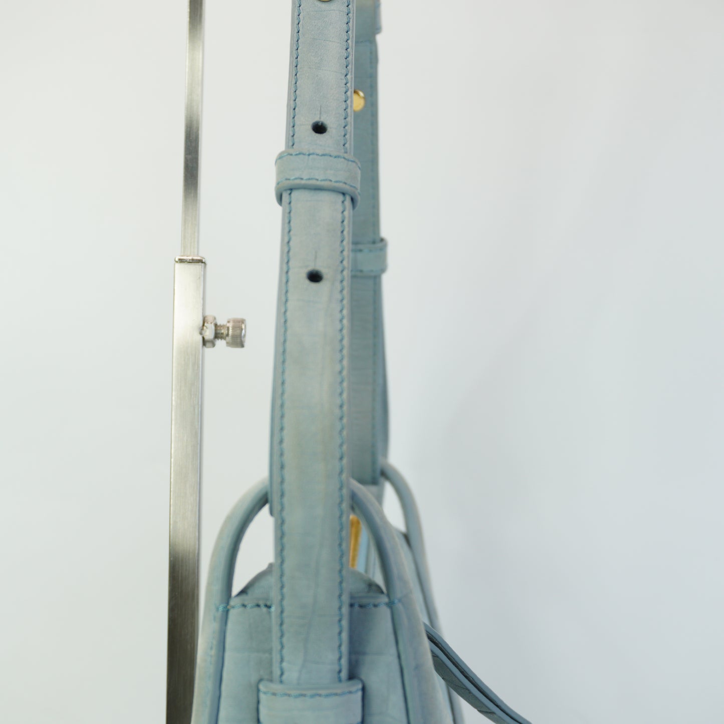 Polene Numero Dix Crocodile Edition Polar Blue Small GHW