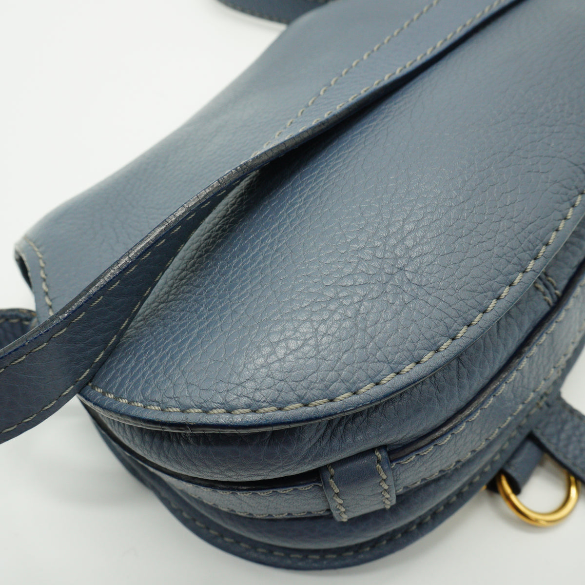 Chloe Marcie Small Saddle Bag Storm Blue GHW