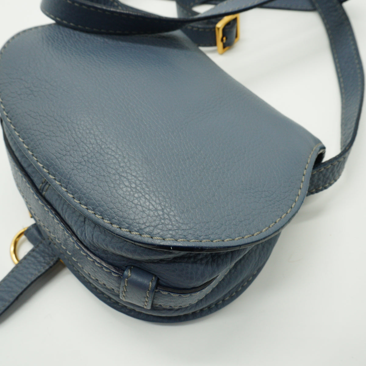 Chloe Marcie Small Saddle Bag Storm Blue GHW