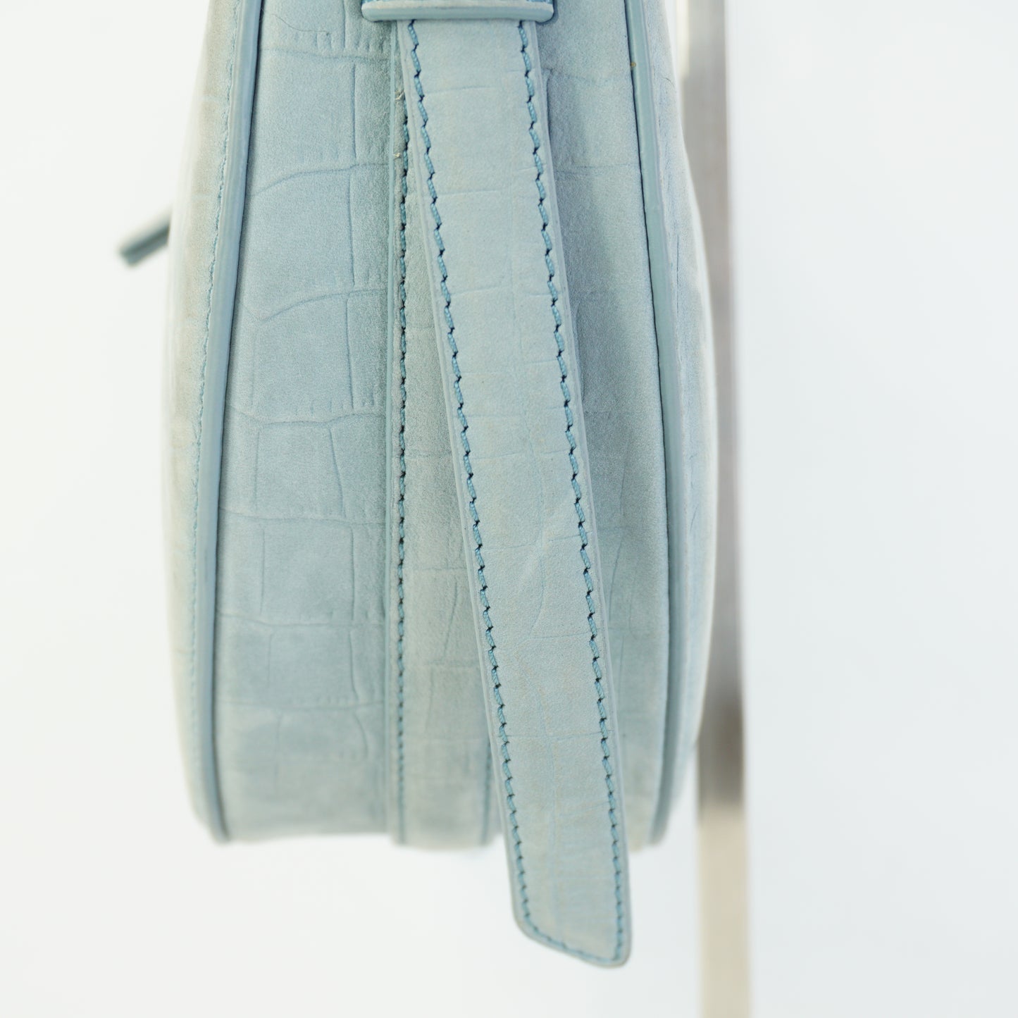 Polene Numero Dix Crocodile Edition Polar Blue Small GHW