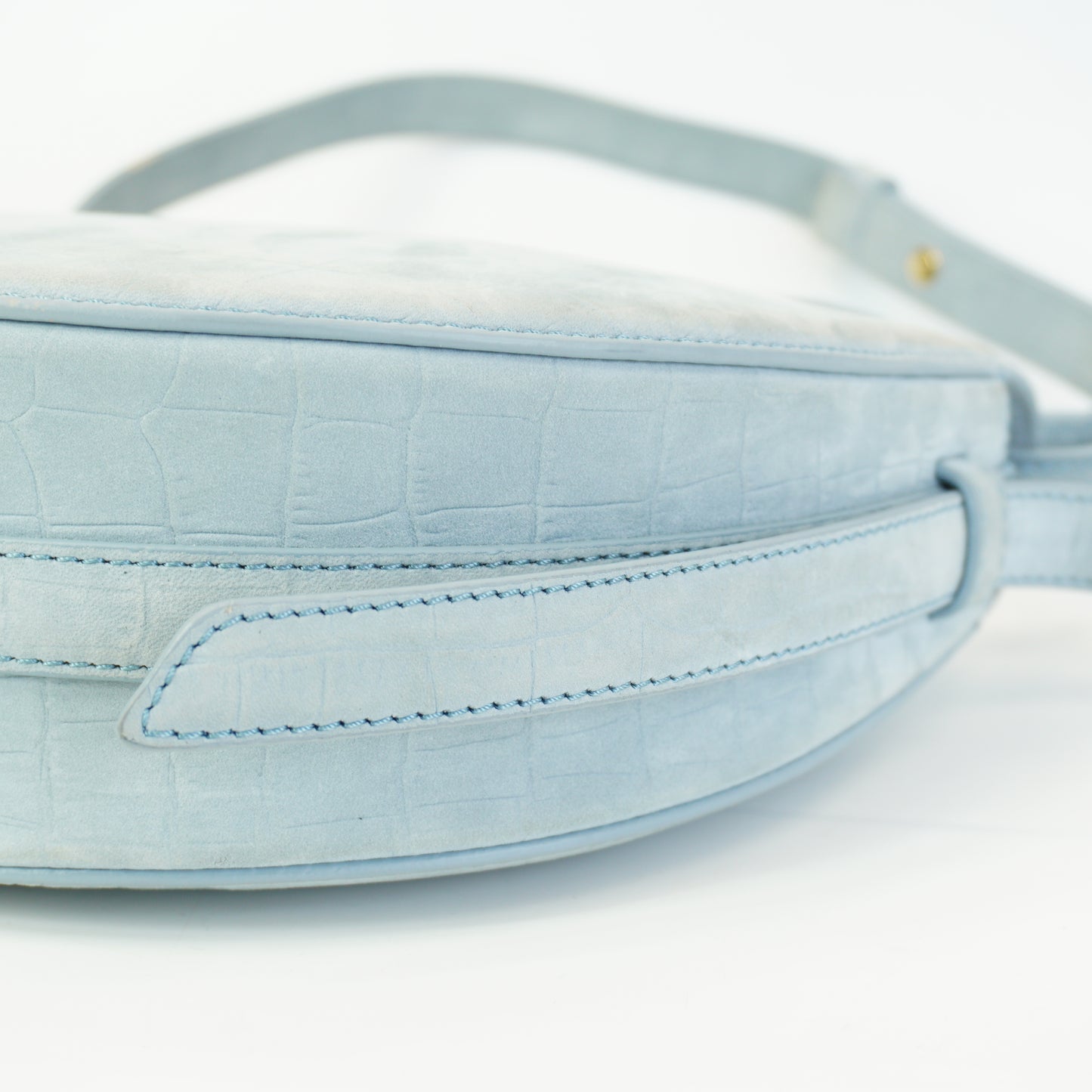 Polene Numero Dix Crocodile Edition Polar Blue Small GHW