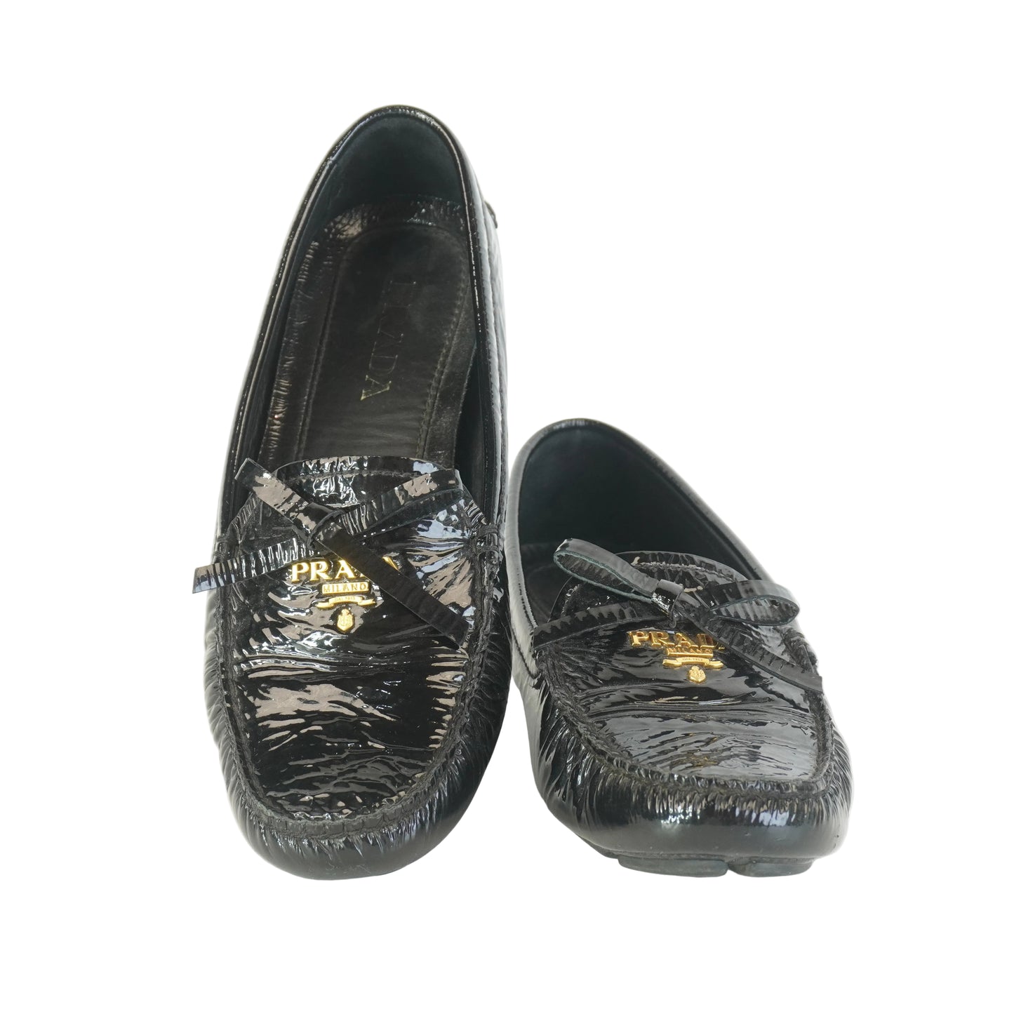 Prada Shuffle Pattent Leather Loafers S.35