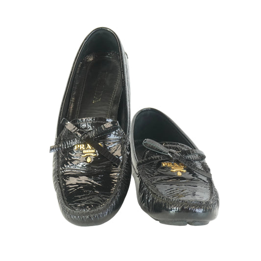 Prada Shuffle Pattent Leather Loafers S.35